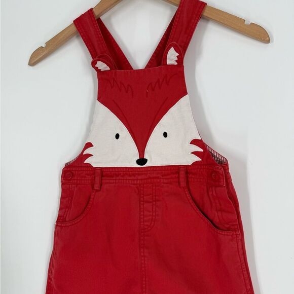 Beebay Girls Fox Pinafore 100% Cotton Jumper Dungaree Dress in Red | 6 Years - Picture 3 of 6